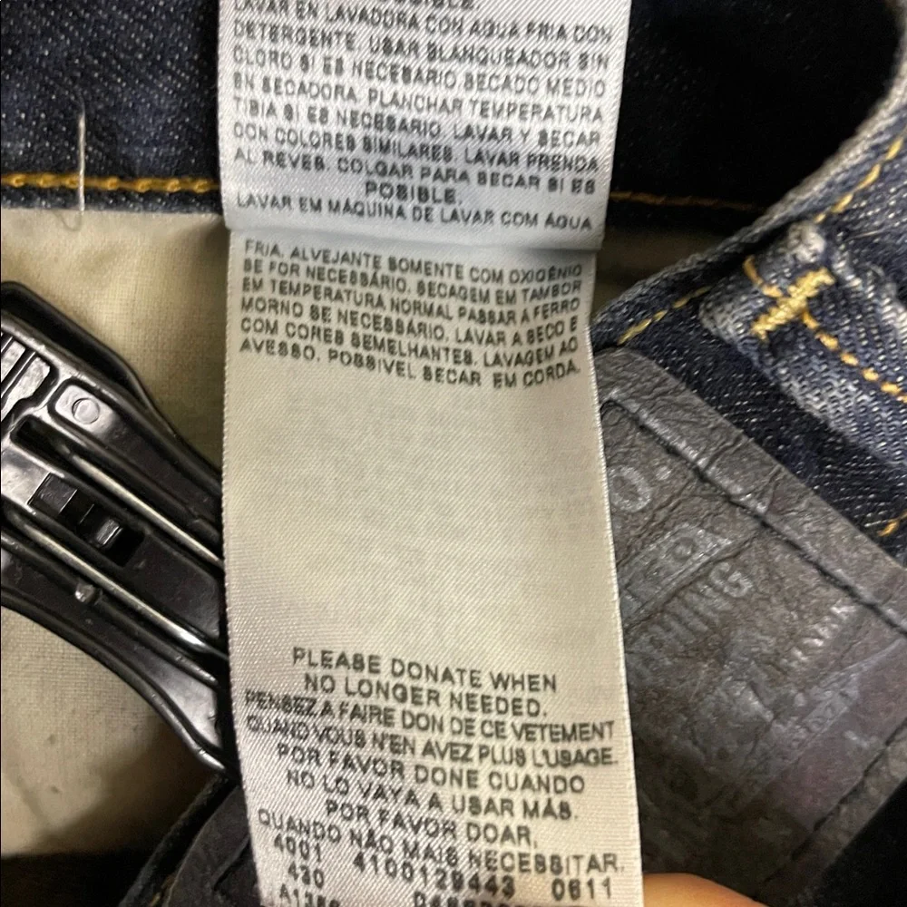 Levi's 514 Slim Straight Dark Wash Denim Snap Flap Double Pockets Size 36X32